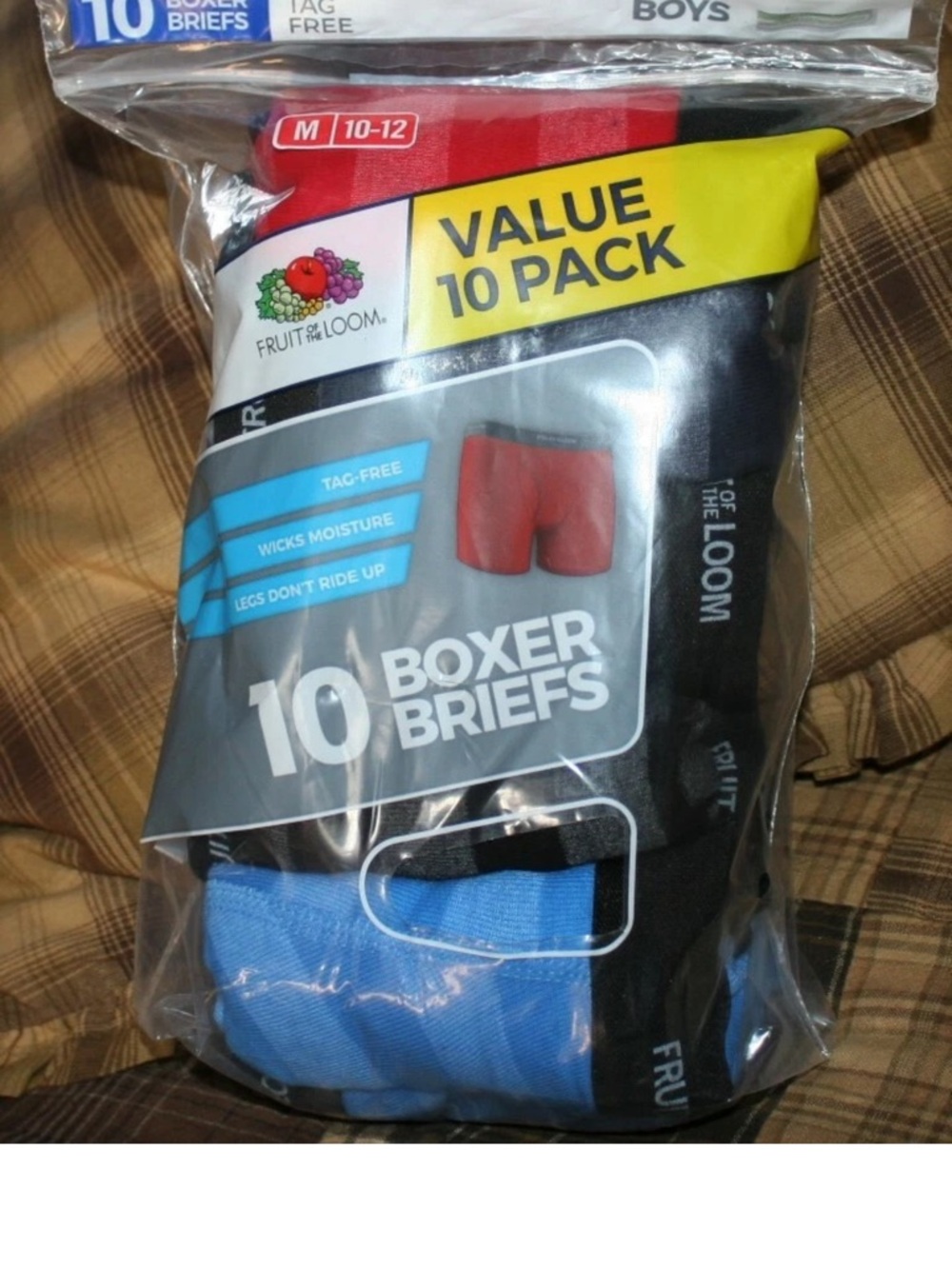 Fruit of the Loom boys size medium (10 - 12) boxer breifs new 10 count